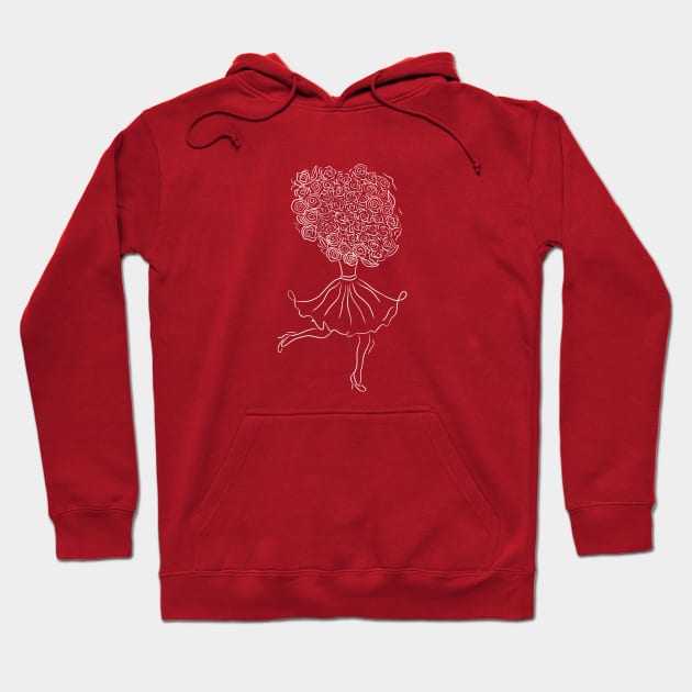 Lady running with flowers Hoodie by Davilyn Lynch Illustration